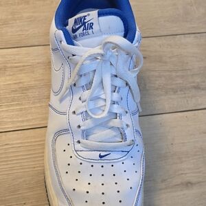Nike Air Force 1 Men's White and Royal Blue Sneakers